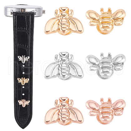 GOMAKERER 6Pcs 6 Styles Alloy Bee Watch Band Studs FIND-GO0003-57-1