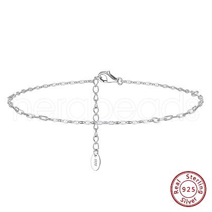 925 Sterling Silver Anklet AJEW-Z029-21P-1