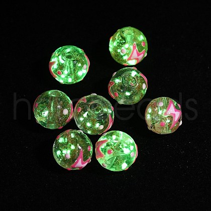 Luminous Handmade Enamel Gold Sand Glass Beads Strands LAMP-U004-08D-1