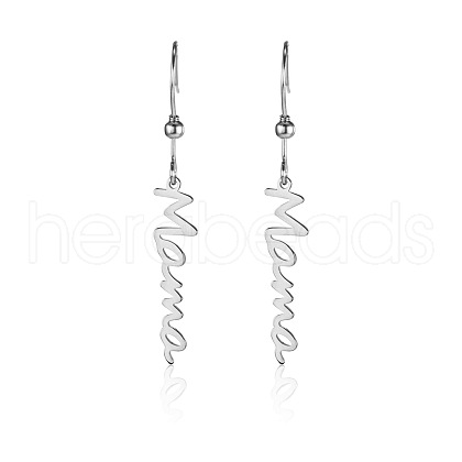 Simple Stainless Steel Mama Dangle Earrings for Mother's Day QW8429-4-1
