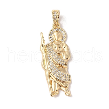 Brass Clear Cubic Zirconia Pendants KK-Z050-03G-03-1