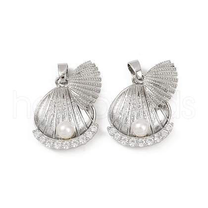 Brass Micro Pave Cubic Zirconia Pendants KK-C093-06P-1