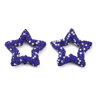 Star Shape Polymer Clay Rhinestone Beads CLAY-NH0001-06D-1