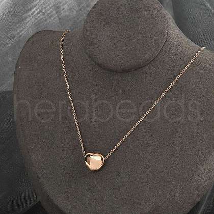 304 Stainless Steel Heart Pendant Cable Chain Necklaces for Women NJEW-Z055-03RG-1