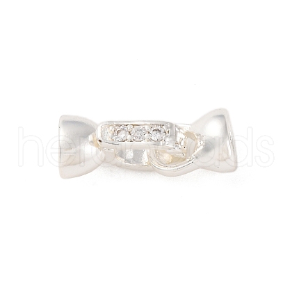 Brass Micro Pave Clear Cubic Zirconia Fold Over Clasps KK-C076-04S-1