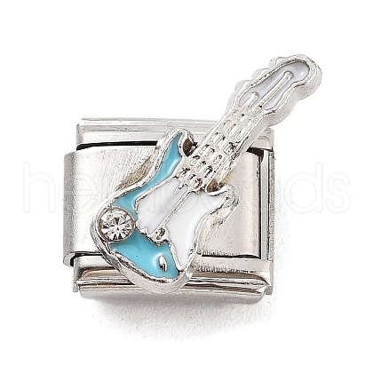 Electric Guitar 304 Stainless Steel Enamel Connector Charms STAS-L023-007B-1