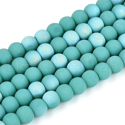 Frosted Opaque Glass Beads Strands GLAA-T032-P4mm-MBB12A-1
