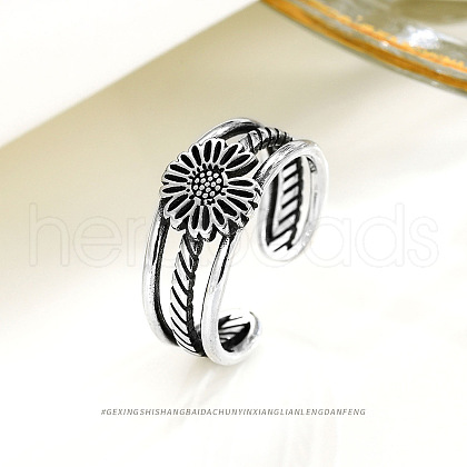 Tibetan Style Sterling Silver Cuff Rings for Women FS-WG2912B-01-1
