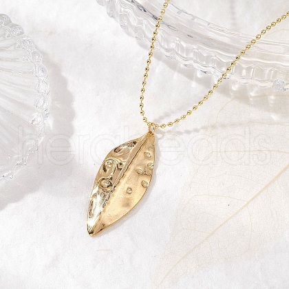 304 Stainless Steel Leaf Pendant Necklaces NJEW-JN05153-1
