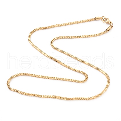 PVD Vacuum Plating 304 Stainless Steel Curb Chain Necklaces NJEW-O123-04G-1