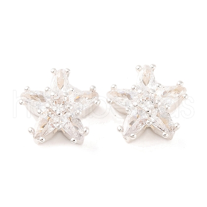 Brass Micro Pave Clear Cubic Zirconia Beads KK-S389-22S-1