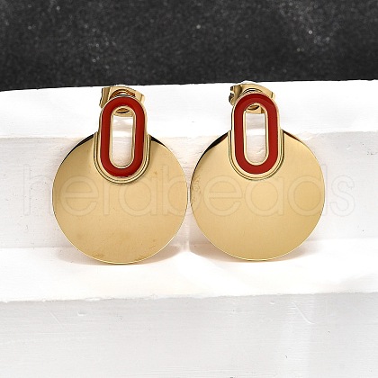 304 Stainless Steel Stud Earrings EJEW-Q030-01G-B-1