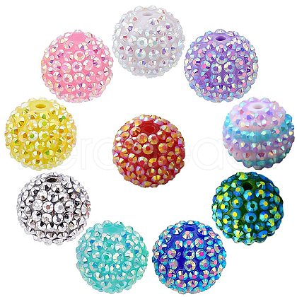 SUNNYCLUE 40Pcs 10 Style Resin Rhinestone Beads RESI-SC0002-31-1