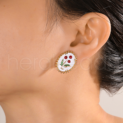 Oval Alloy Clip-on Earrings JF4361-1-1