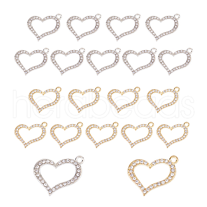 SUPERFINDINGS 40Pcs 2 Colors Alloy Rhinestone Pendant FIND-FH0010-63-1