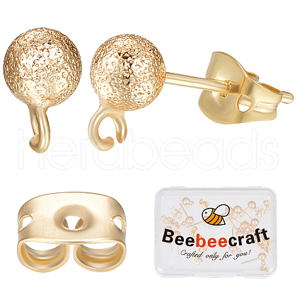 Beebeecraft 20Pcs Brass Ball Stud Earring Findings KK-BBC0007-13-1