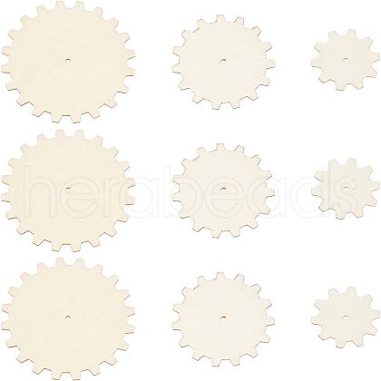 Olycraft 15Pcs Gear Unfinish Wooden Pieces WOOD-OC0002-32-1