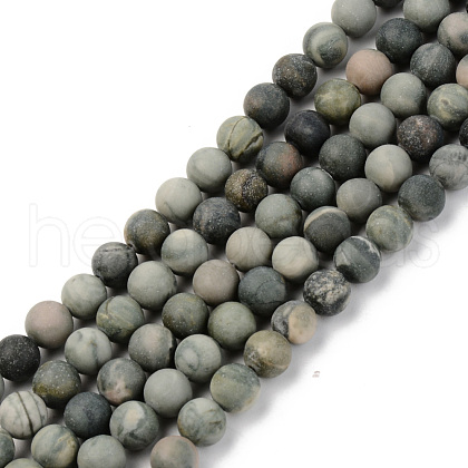 Natural Green Jasper Beads Strands G-S369-008B-A-1