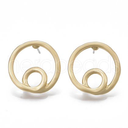 Smooth Surface Alloy Stud Earring Findings PALLOY-T064-44MG-1