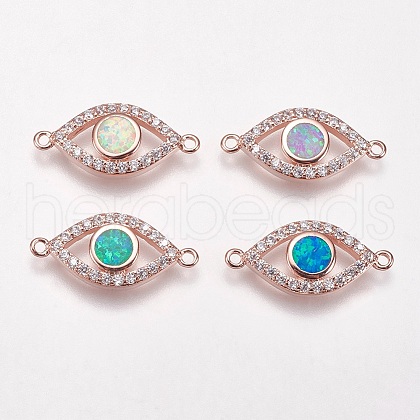 Brass Micro Pave Cubic Zirconia Links KK-L161-08RG-1