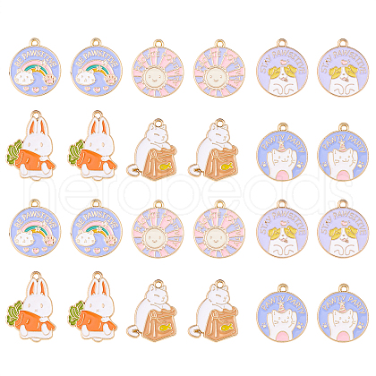 30Pcs 6 Styles Alloy Enamel Pendants ENAM-CJ0001-120-1