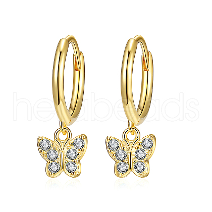 Elegant S925 Sterling Silver Butterfly Hoop Earrings BR6455-1-1