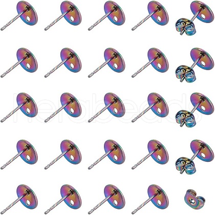 ARRICRAFT 50Pcs Ion Plating(IP) 304 Stainless Steel Stud Earring Findings STAS-AR0002-52-1