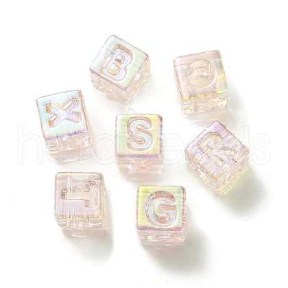 UV Plating Rainbow Iridescent Acrylic Beads OACR-K003-008G-1