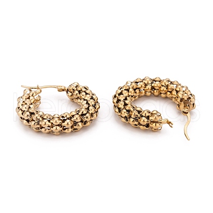 304 Stainless Steel Mesh Hoop Earrings EJEW-O096-05A-G-1