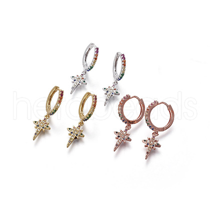 Brass Dangle Hoop Earrings EJEW-F198-03-1