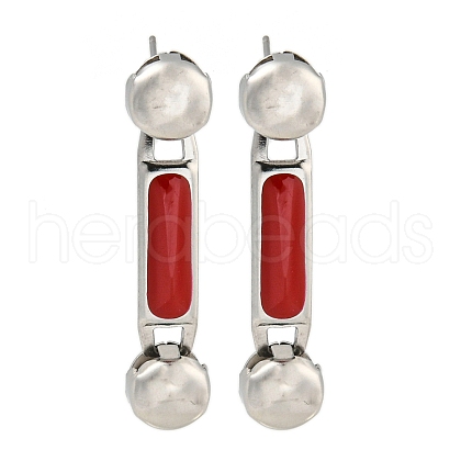 304 Stainless Steel Enamel Stud Earrings EJEW-S229-15P-05-1