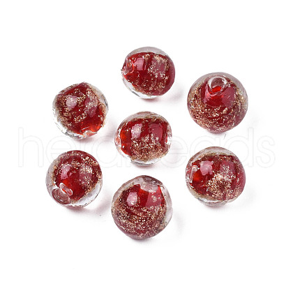 Handmade Gold Sand Lampwork Beads LAMP-T016-10E-1