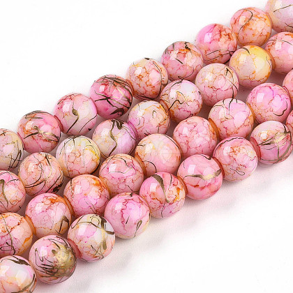 Baking Painted Glass Beads Strands DGLA-N003-10mm-B02-1
