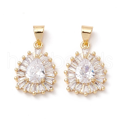 Brass Micro Pave Clear Cubic Zirconia Pendants KK-Z019-16G-1