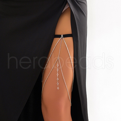 Elastic Alloy Clear Cubic Zirconia Tassel Body Leg Chains for Women WG337A7-06-1