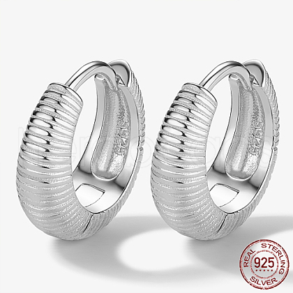 Rhodium Plated 925 Sterling Silver Hoop Earrings WZ9806-4-1