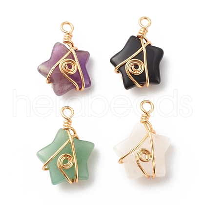 Natural Mixed Stone Pendants PALLOY-JF01710-1