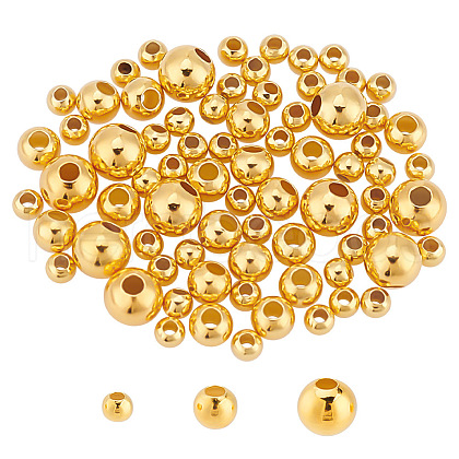 GOMAKERER 80Pcs 3 Styles Round 925 Sterling Silver Spacer Beads FIND-GO0002-63-1