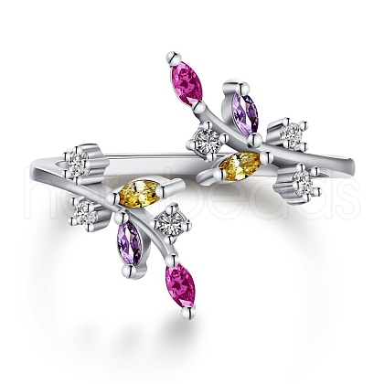 Rhodium Plated 925 Sterling Silver Open Finger Rings RJEW-A019-51P-1