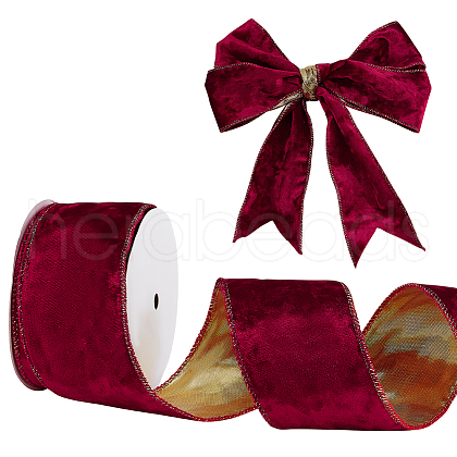 10 Yards Single Face Velvet Wired Ribbon OCOR-WH0091-08B-1