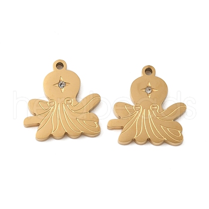 304 Stainless Steel with Rhinestone Pendants STAS-Z139-01G-1