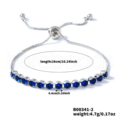 Fashionable Blue Round Rhinestone Slider Bracelets LO0002-1