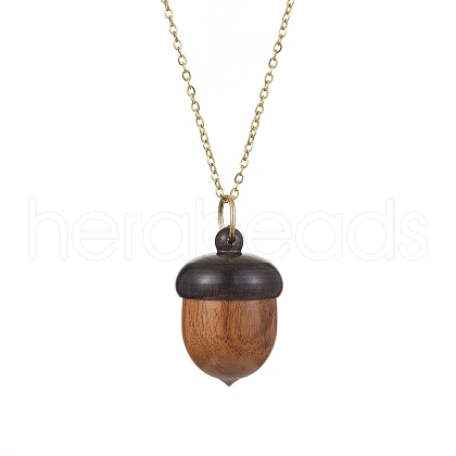 Acorns Disconnectable Ebony Wood Pendant Necklaces NJEW-JN04625-02-1