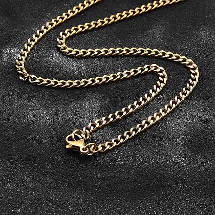 Ion Plating(IP) 304 Stainless Steel Curb Chain Necklaces NJEW-H492-01G-1
