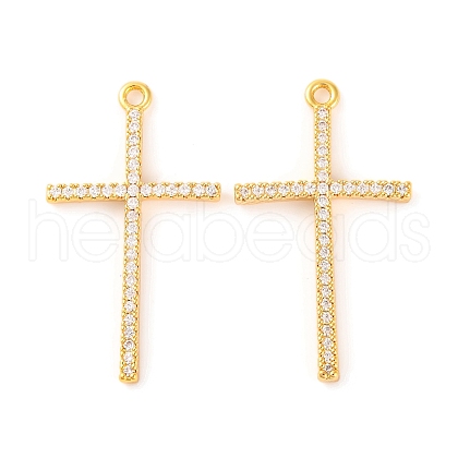 Brass Micro Pave Clear Cubic Zirconia Pendants KK-U017-09F-G-1