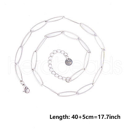 Non-Tarnish Unisex 304 Stainless Steel Horse Eye Link Chains Necklaces JH7951-1-1