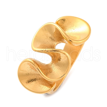 Ion Plating(IP) 304 Stainless Steel Wave Finger Rings for Women RJEW-S414-58B-G-1
