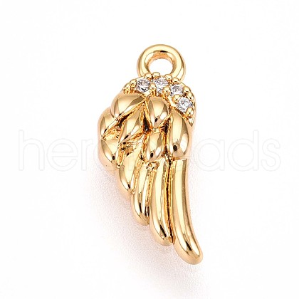Brass Micro Pave Clear Cubic Zirconia Pendants KK-T075-18G-1