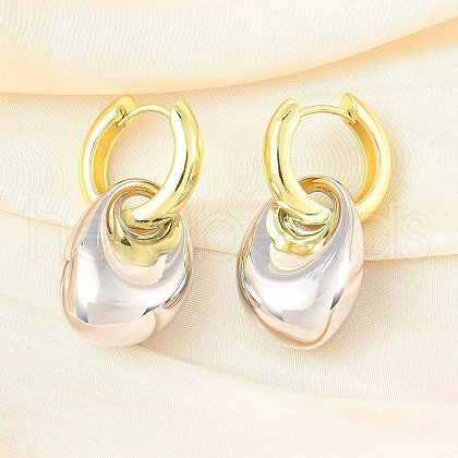 Nuggets Brass Hoop Earrings for Women EJEW-U057-06B-04GP-1