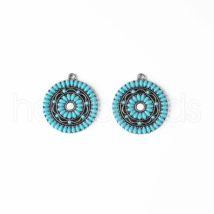 Synthetic Turquoise Pendants PALLOY-N157-034-1